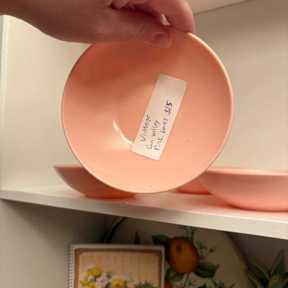 Vintage Sun Valley Melmac Pink Bowls Set of 4 Mid Century Melamine USA Made